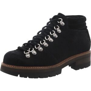 Black Suede Lug Sole Hiking Ankle Boot